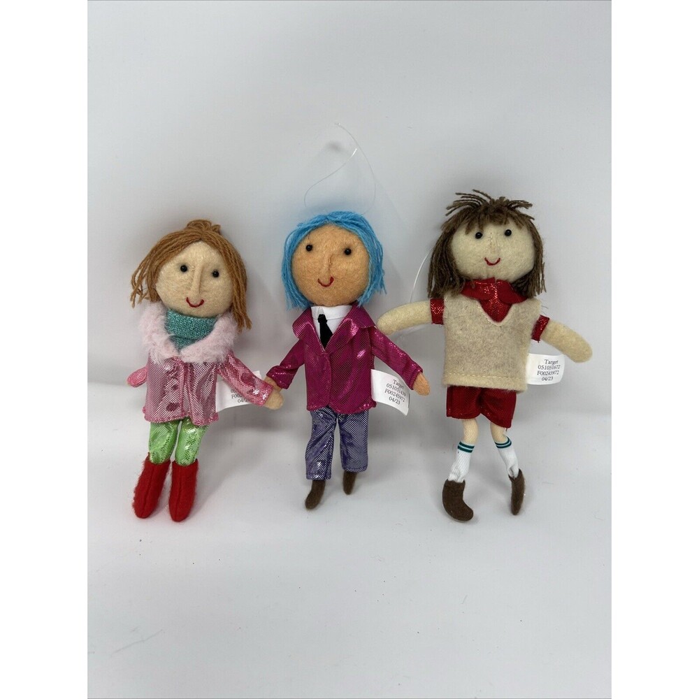 Felt Plush Christmas Ornaments 6-7" Dressed plush Felt 3 Unique Ornaments Hippie